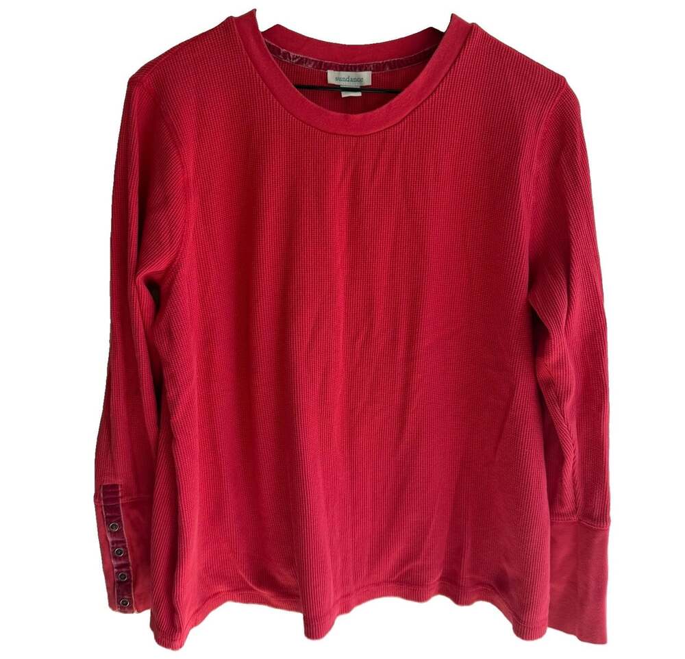 Sundance Velvet Lined Thermal Long Sleeve Shirt Womens Size XXL Red Casual Boho